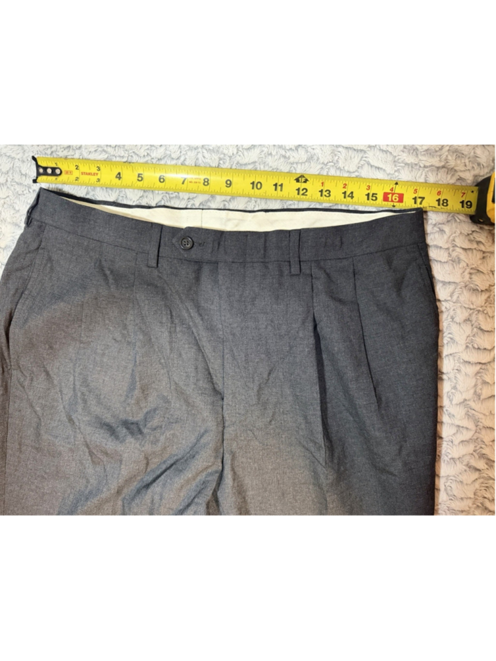 Lauren Ralph Lauren Total Comfort Gray Pleated Wool Twill Dress Pants 34" - Picture 2 of 9
